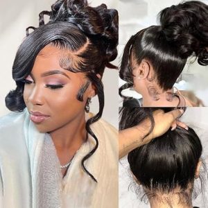 360 Lace Front Wig Human Hair - 220% Density Body Wave HD Brazilian Virgin Full Lace Wig for Women - 28 Inch Pre-Plucked With Baby Hair - Natural Color