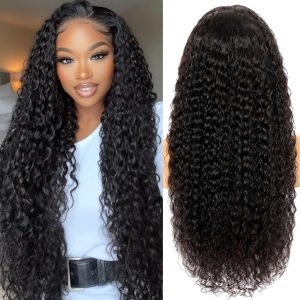 30 Inch Deep Wave Lace Front Wigs Human Hair 200 Density 13x6 HD Transparent Water Wave Lace Front Wigs Human Hair Pre Plucked Deep Wave Wig Glueless Curly Wig for Women