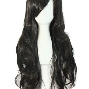 MapofBeauty 28" 70 cm Long Curly Hair Ends Costume Cosplay Wig (Black)