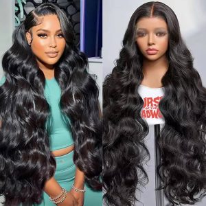 13x6 Body Wave Lace Front Wigs Human Hair 200% Density HD Lace Front Wigs Human Hair Pre Plucked Natural Color Glueless Wig (13x6 body wave human hair wig, 32 Inch)